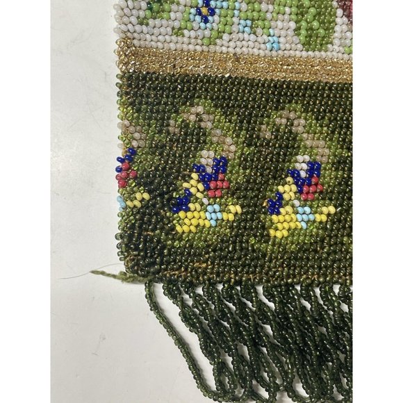 Antique Victorian Drawstring Beaded Purse 19th C. Art Nouveau Bag Glass - Picture 11 of 16